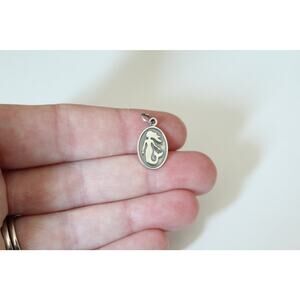 Sterling Silver Mermaid Charm on Oval Disk, Silver Mermaid on Oval Pendant